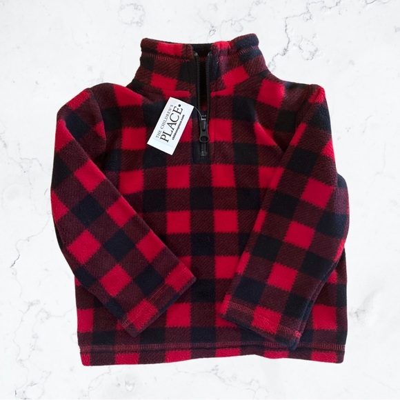 The Children's Place Other - THE Children’s Place Plaid Red/black Zip up Sweater Long Sleeve NWT